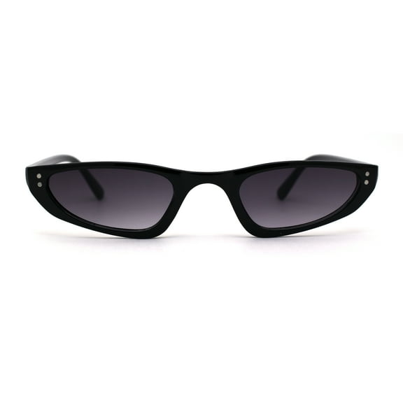 Womens Narrow Cat Eye Mod Plastic Sunglasses Black Smoke