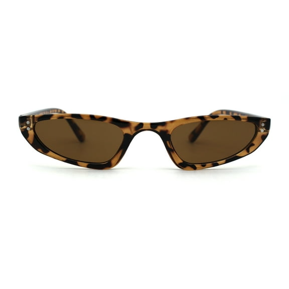 Womens Narrow Cat Eye Mod Plastic Sunglasses Tortoise Brown