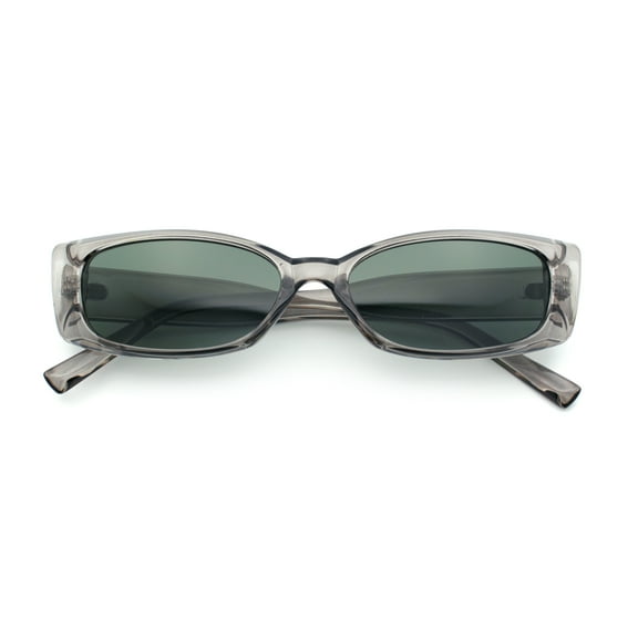 Womens Narrow Rectangle Cat Eye Retro Gothic Diva Sunglasses Slate - Green