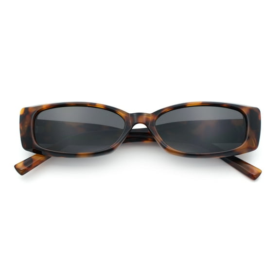Womens Narrow Rectangle Cat Eye Retro Gothic Diva Sunglasses Tortoise - Black
