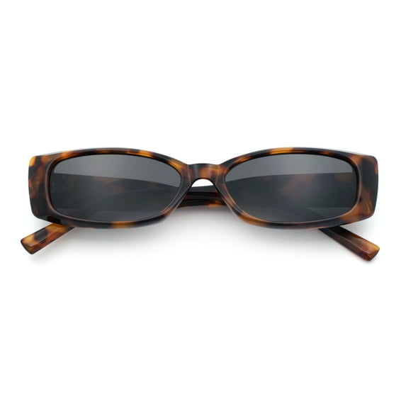 Womens Narrow Rectangle Cat Eye Retro Gothic Diva Sunglasses Tortoise - Black