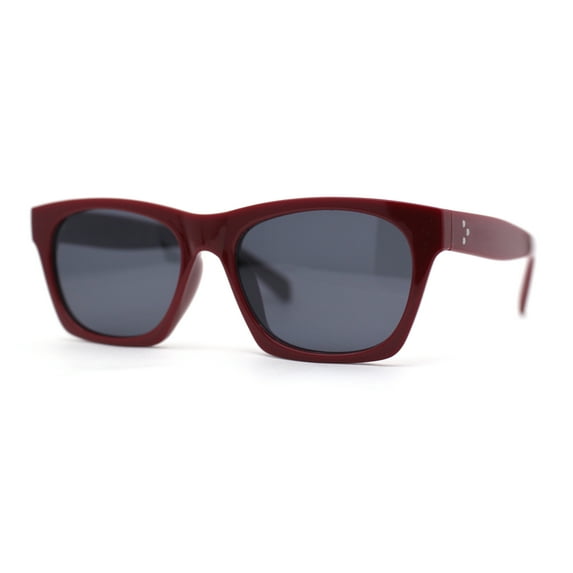 Womens Narrow Rectangle Dad Fashion Horn Rim Retro Sunglasses Red Black