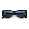 thumbnail image 1 of Womens Narrow Rectangle Mod Luxury Fashion Plastic Sunglasses All Black, 1 of 8