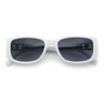 thumbnail image 1 of Womens Narrow Rectangle Mod Luxury Fashion Plastic Sunglasses White - Smoke, 1 of 8