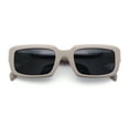 thumbnail image 1 of Womens Narrow Rectangle Mod Luxury Geometric Bevel Cut Arm Sunglasses Khaki - Black, 1 of 8
