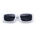 thumbnail image 1 of Womens Narrow Rectangle Mod Luxury Geometric Bevel Cut Arm Sunglasses White - Black, 1 of 8