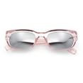 thumbnail image 1 of Womens Narrow Rectangle Silver Mirror Lens Mod Bevel Plastic Sunglasses Pink, 1 of 8