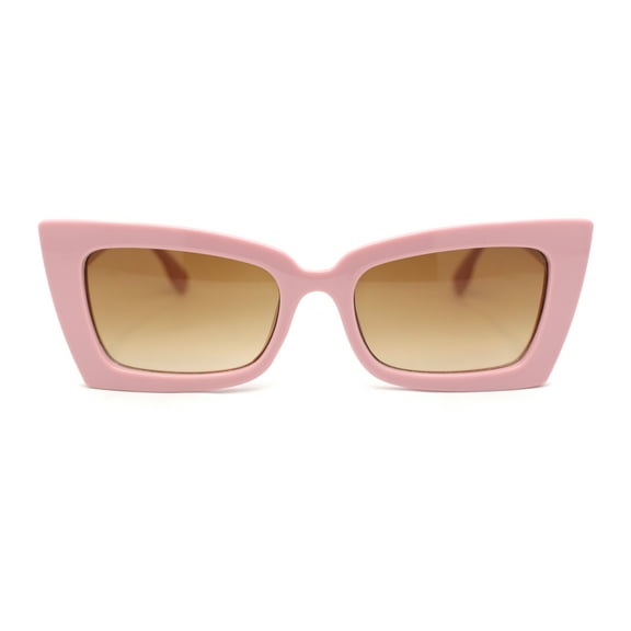 Womens Narrow Rectangle Square Cat Eye Mod Plastic Sunglasses Pink - Brown