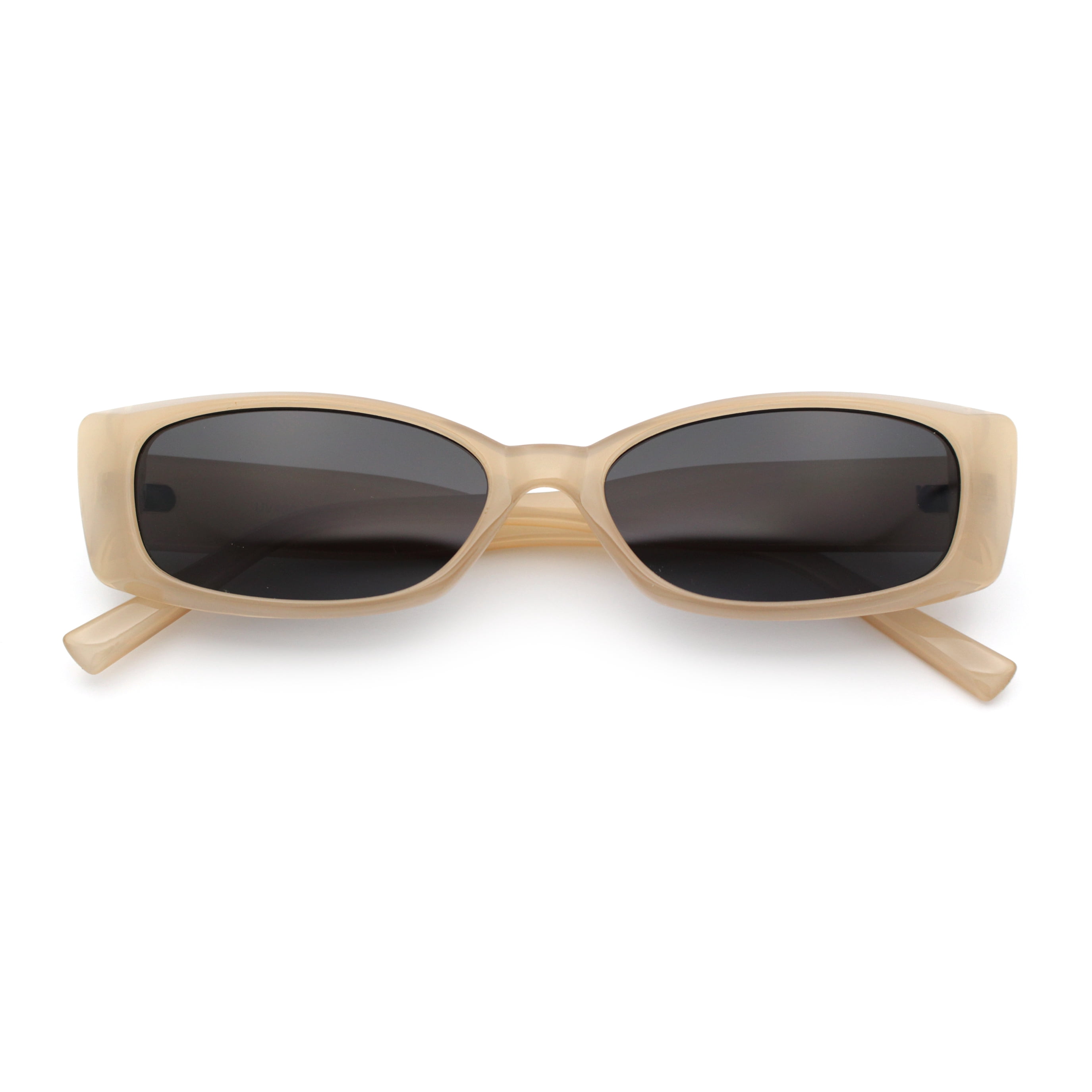Womens Narrow Rectangle Subtle Cat Eye Retro Plastic 