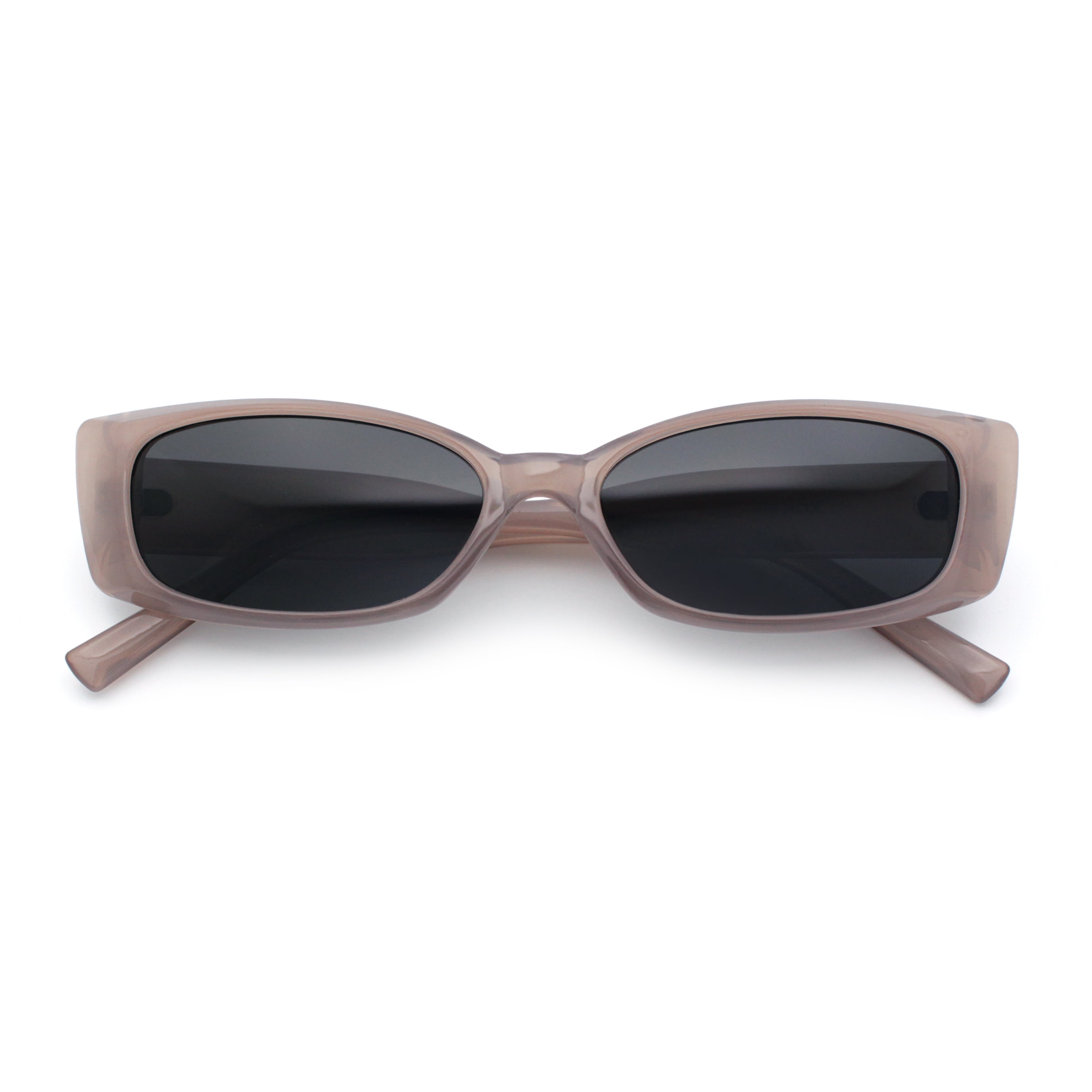 Womens Narrow Rectangle Subtle Cat Eye Retro Plastic Sunglasses Slate ...
