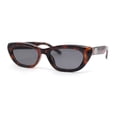 thumbnail image 1 of Womens Narrow Rectangular Cat Eye Retro Plastic Sunglasses Tortoise - Black, 1 of 4