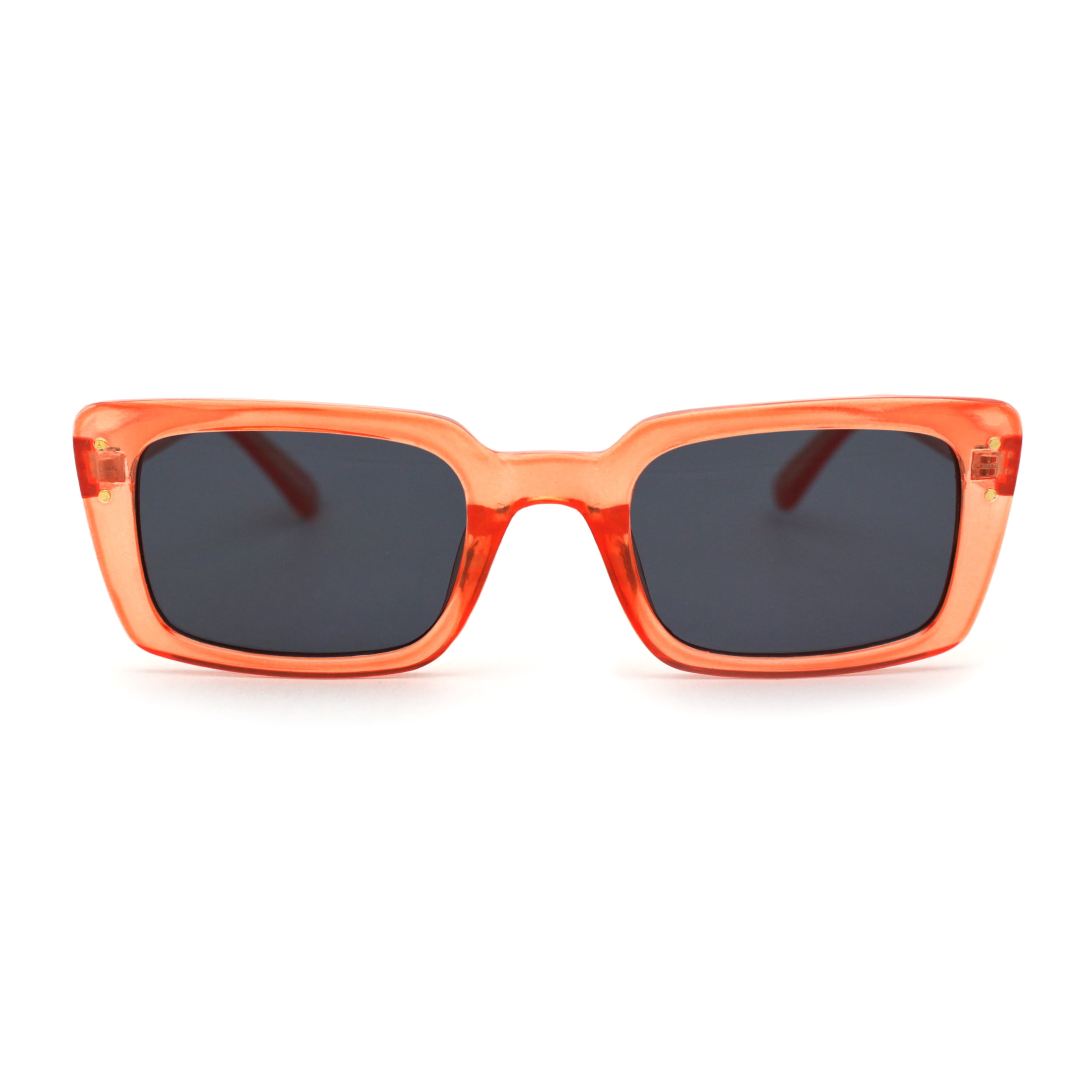 Womens Narrow Rectangular Dad Shade Hipster Sunglasses Orange Black