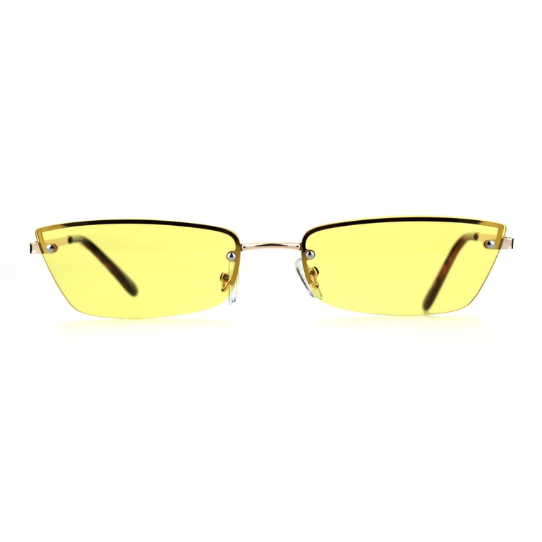 Womens Narrow Rectangular Rimless Cat Eye Hippie Color Lens  display picture 1