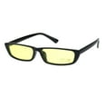 thumbnail image 1 of Womens Narrow Squared Rectangular Cat Eye Plastic Pimp Sunglasses Black Yellow, 1 of 4
