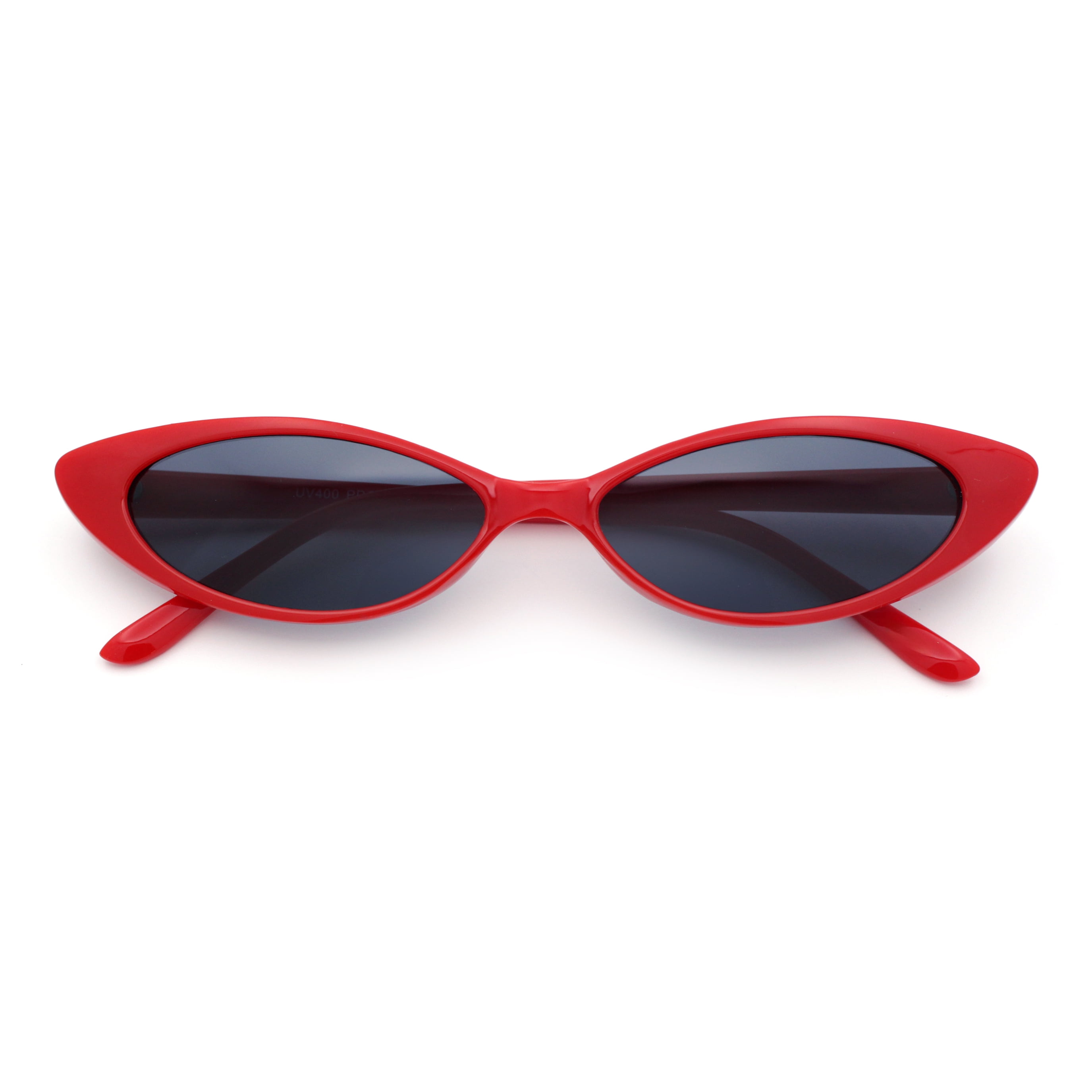 SA106 by SA106 Narrow Thin Cat Eye Plastic Gothic Retro Sunglasses, Red Black, 1