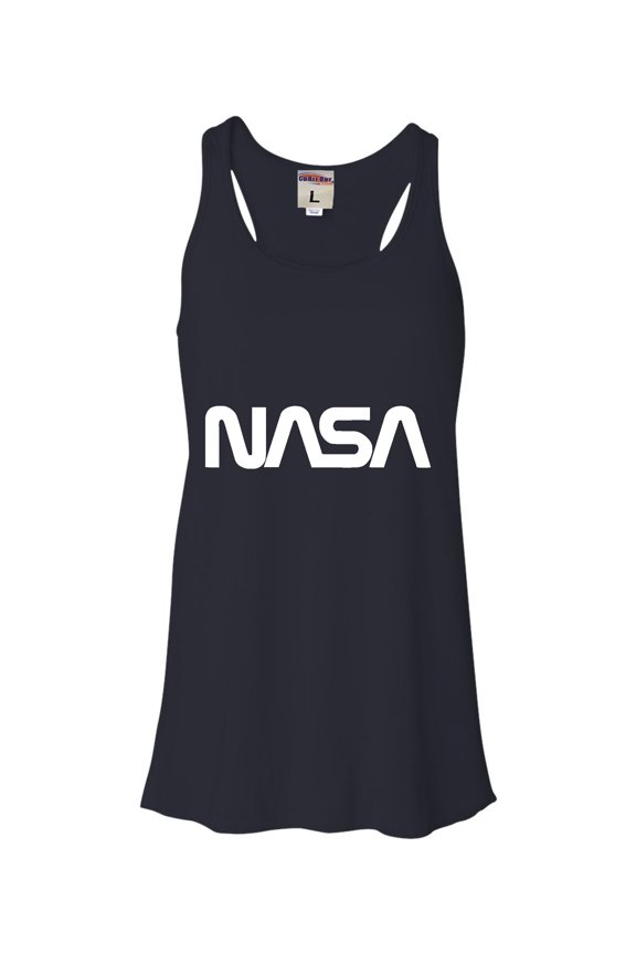 Womens Nasa Worm Logo Flowy Racerback Tank Top T-Shirt