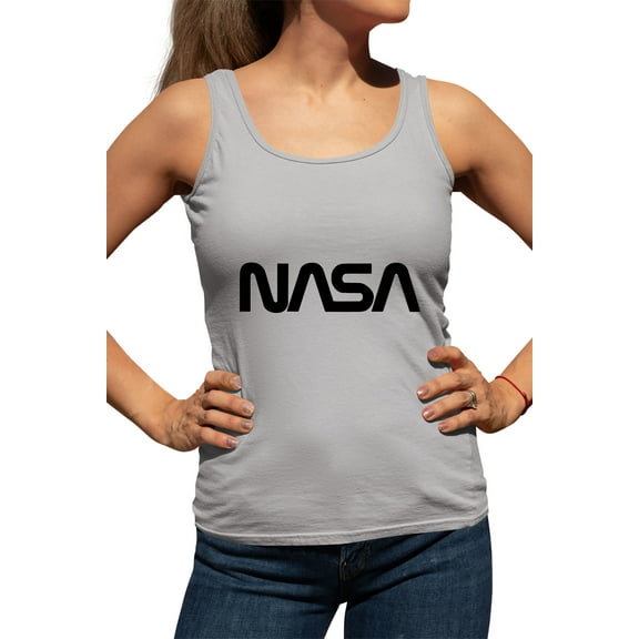 Womens Nasa Worm Logo Racerback Tank Top T-Shirt