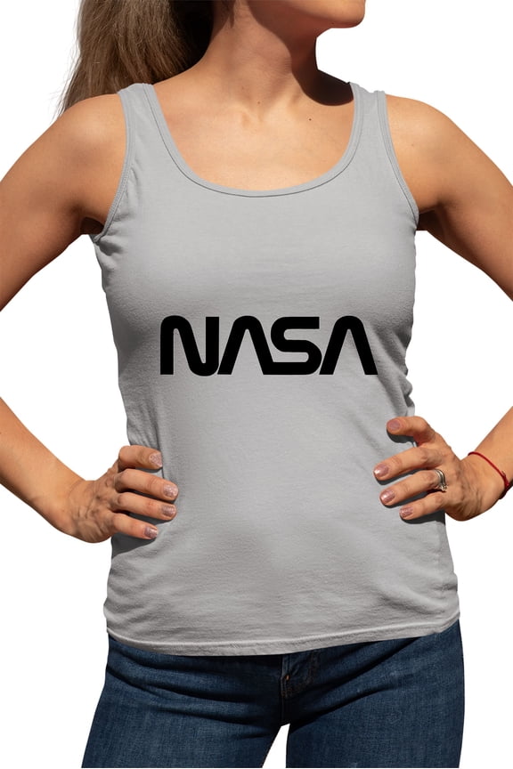 Womens Nasa Worm Logo Racerback Tank Top T-Shirt