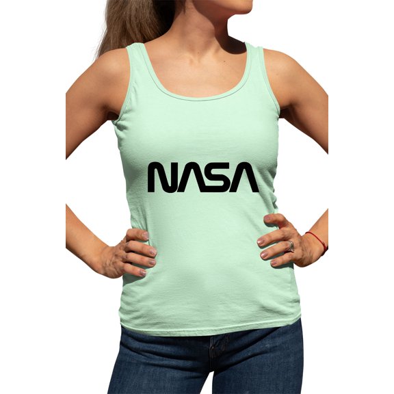 Womens Nasa Worm Logo Racerback Tank Top T-Shirt