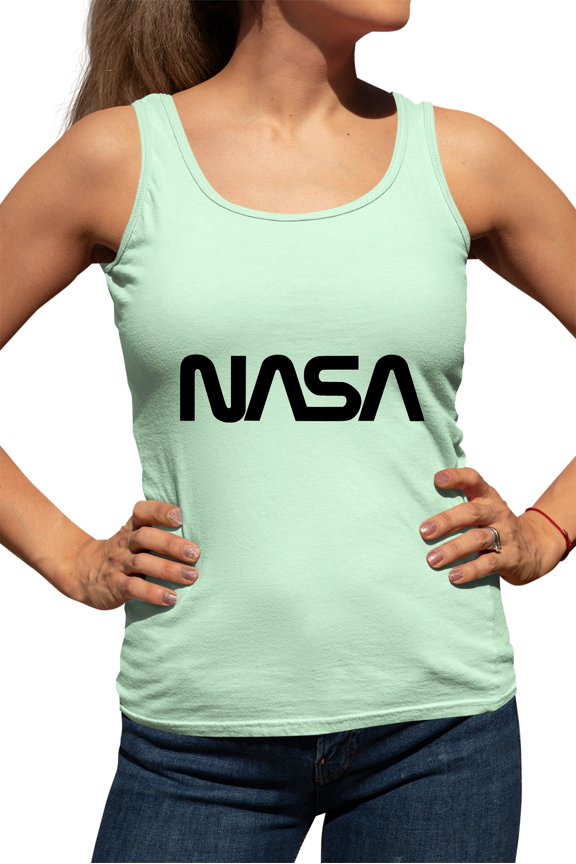 Womens Nasa Worm Logo Racerback Tank Top T-Shirt
