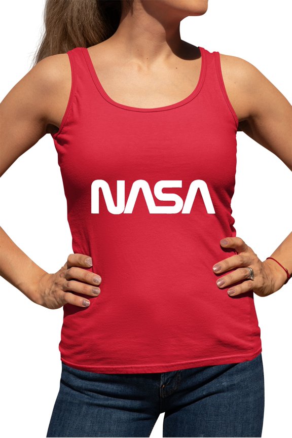 Womens Nasa Worm Logo Racerback Tank Top T-Shirt