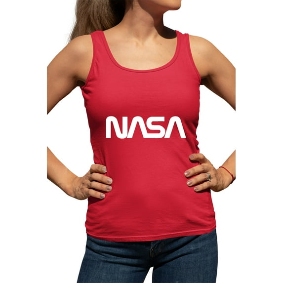 Womens Nasa Worm Logo Racerback Tank Top T-Shirt