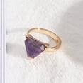 thumbnail image 1 of Womens Natural Amethyst Stone Ring Geometric Triangle Alloy Band Fashion Statement Jewelry Gift For Her Durable, 1 of 6