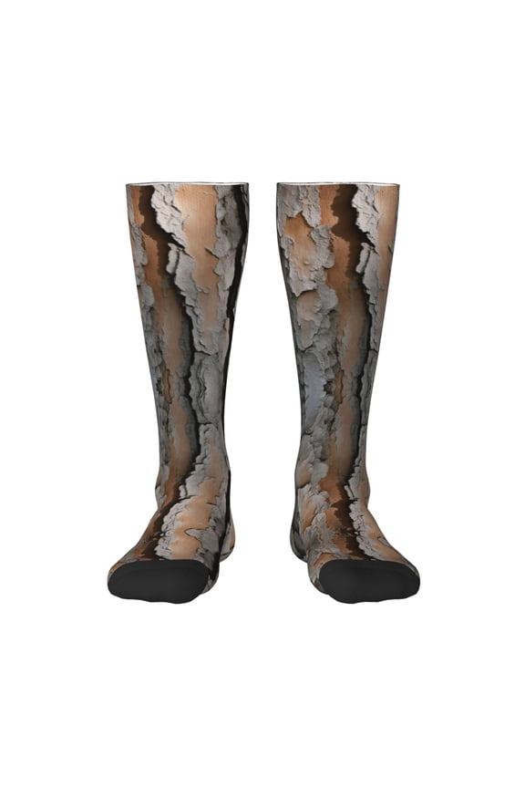 Womens Nature Tree Old Pine Bark Wood Knee High Socks Comfy Thermal Boot Long Socks
