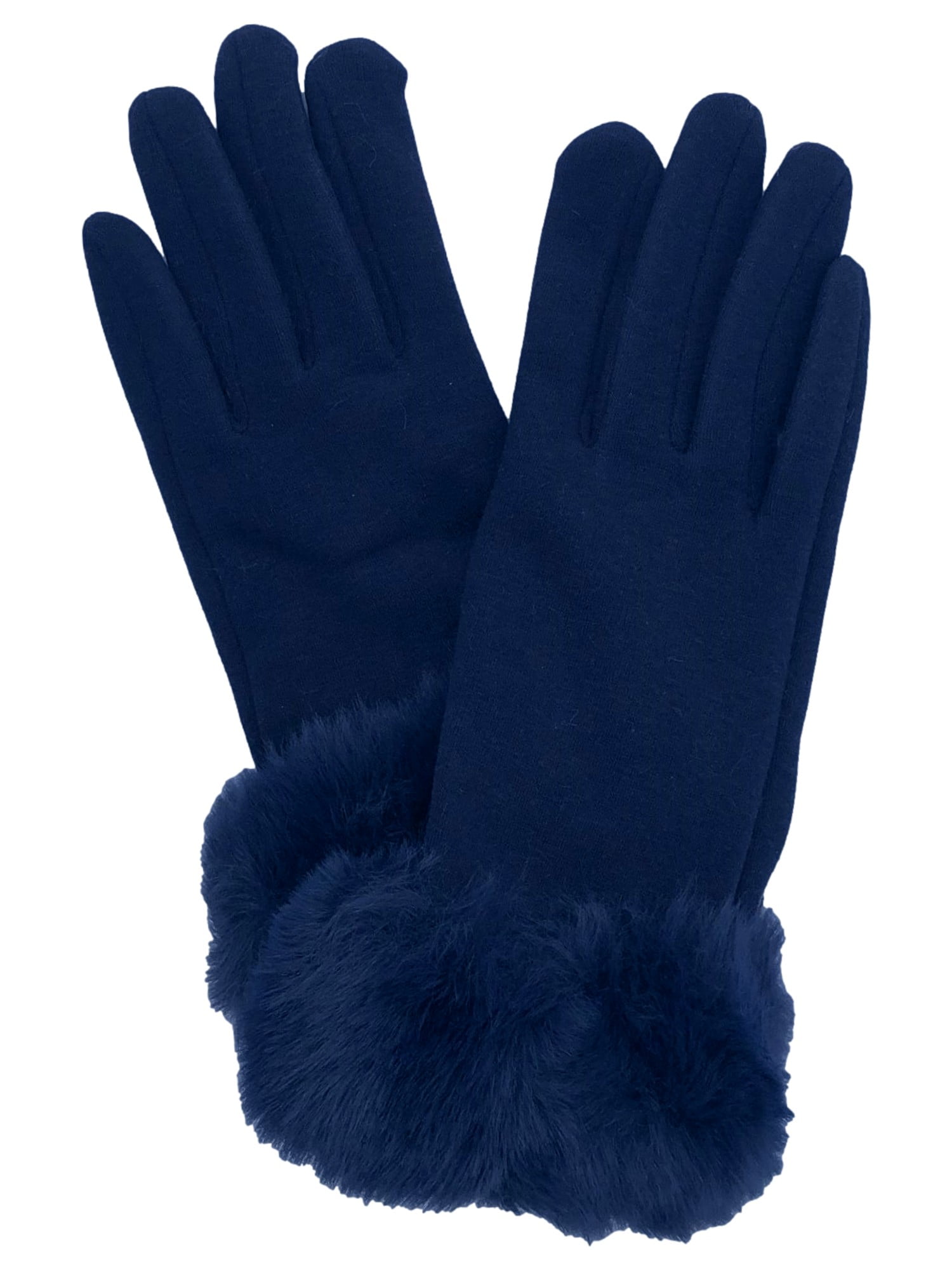 Womens Navy Blue Faux Fur Stretch Fit Texting & Tech Touchscreen