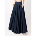 thumbnail image 1 of Womens Navy Blue Flowing Maxi Skirt A-Line Casual Solid Color, 1 of 4