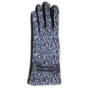 Womens Navy Blue Rose Floral Print Stretch Fit Texting & Tech Touchscreen Gloves