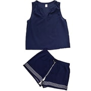 Pyjama 2 Pièces Liz Claiborne Neuf Avec étiquettes - Haut Bleu / Bas à Rayures - Taille Moyenne - Prix D'origine 48$
