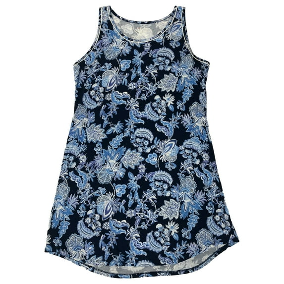 Womens Navy Floral Sleeveless Tank Top Sleepshirt Night Shirt Nightgown XL