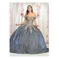 thumbnail image 1 of Womens Navy/Gold Quinceanera Dress Sweet 16 Prom Long Sweetheart Off Shoulder Ball Gown Plus Size Dress, 1 of 5