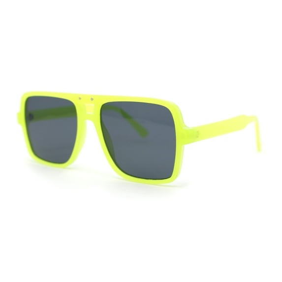 Womens Neat Flat Top Retro Lustrous Racer Plastic Sunglasses Green - Black