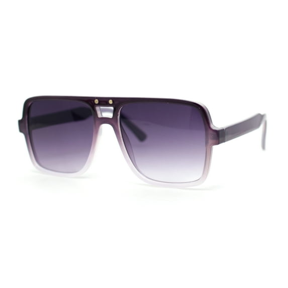 Womens Neat Flat Top Retro Lustrous Racer Plastic Sunglasses Purple White - Purple