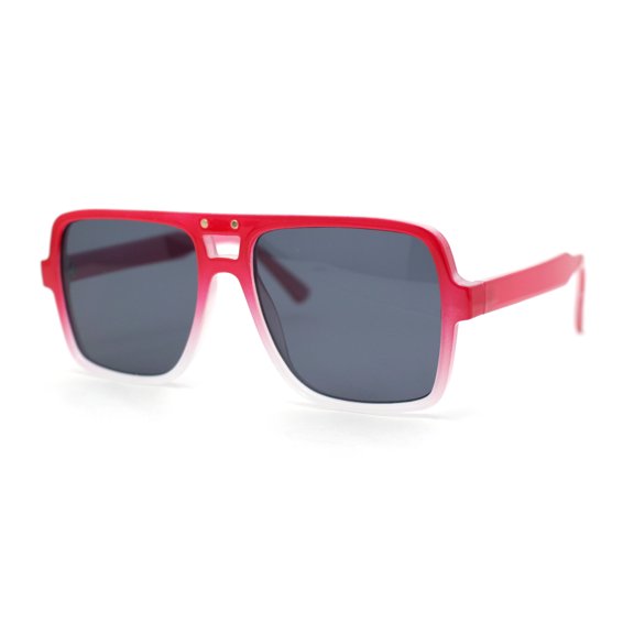 Womens Neat Flat Top Retro Lustrous Racer Plastic Sunglasses Red White - Black