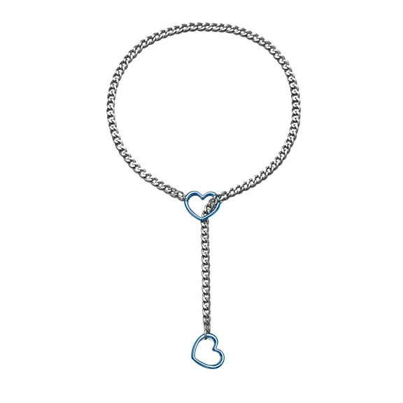 Womens Necklaces Women Jewelry Adjustable Punk Heart Lock Pendant Necklace Cuban Link Long Chain Y Shape Jewelry For Women Stainless Steel Heart Necklace