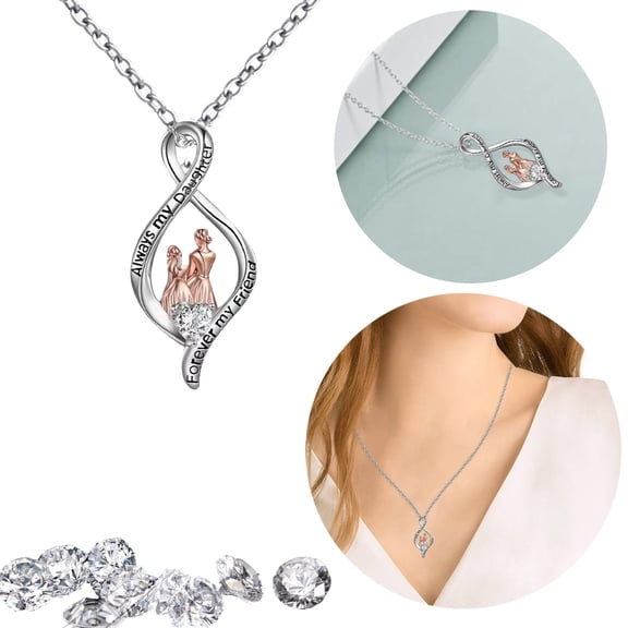 Womens Necklace Women Jewelry Fashion Pendant Two Color Electroplated Zircon Necklace Women's Fashion Necklace Beautiful Necklace For Female College Students Jewelry Necklace For You Ladies Valent