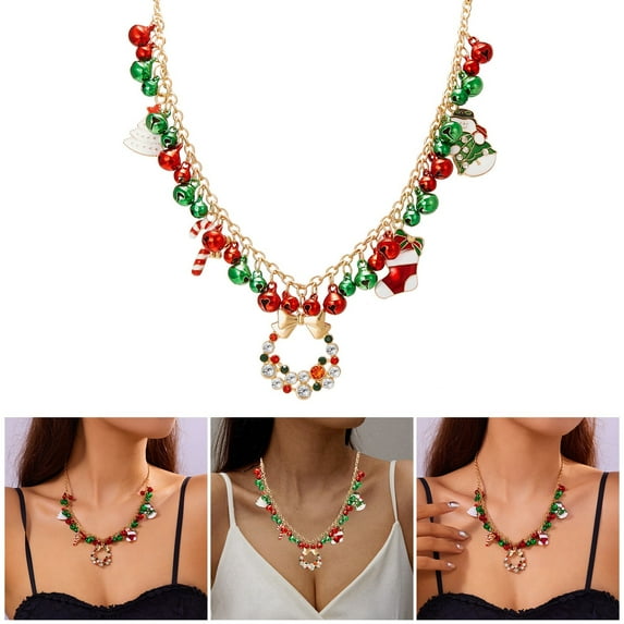 Womens Necklaces Jewelry for Women Christmas Necklace Colorful Cartoon Christmas Necklace For Daily For Inspirational Christmas Present