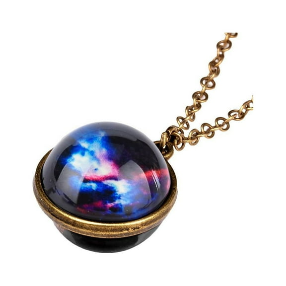 Womens Necklaces Trendy Women Jewelry Glow In The Dark Galaxy System Double Sided Glass Dome Planet Necklace Pendant