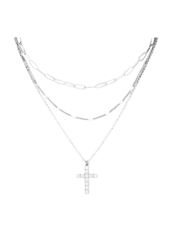 Womens Necklaces Women'S Jewelry Elegant Pendant Necklace For Women Silver Three Layer Necklace Female Collarbone Chain Necklace For Women