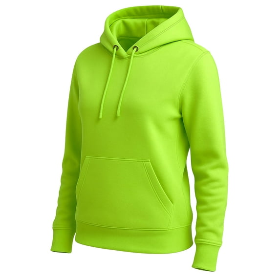 Womens Neon Hooded Pullover Sweatshirt Casual Long Sleeves Green Eulene Fleece Hoodie (S)