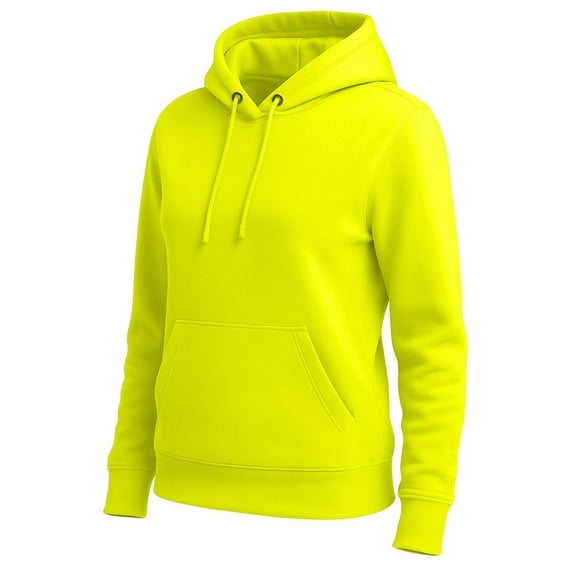 Womens Neon Hooded Pullover Sweatshirt Casual Long Sleeves Yellow Eulene Fleece Hoodie (M)