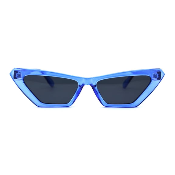 Womens Neon Pop Color 80s Squared Cat Eye Sunglasses Blue Black