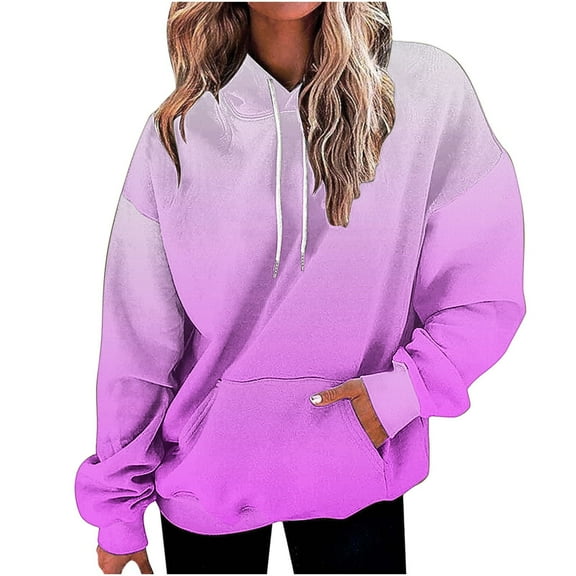 Womens Neon Print Oversized Sweatshirt Drawstring Pullover Sweatshirt Trendy Sweater Tops Fall Fashion Clothes Pink L