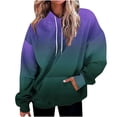 thumbnail image 1 of Womens Neon Print Oversized Sweatshirt Drawstring Pullover Sweatshirt Trendy Sweater Tops Fall Fashion Clothes Purple S, 1 of 4