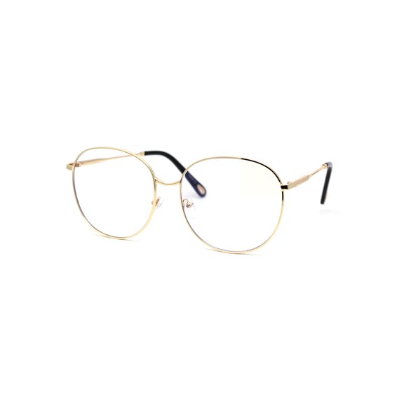 Womens Nerdy School Girl Computer Clear Lens Eyeglasses Gold Black
