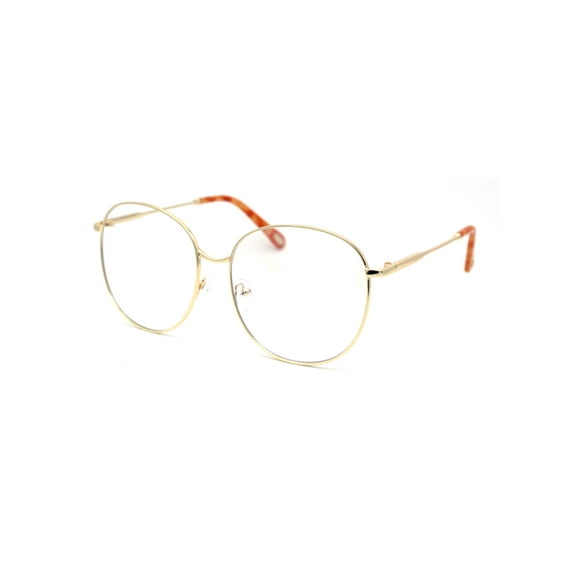 Womens Nerdy School Girl Computer Clear Lens Eyeglasses Gold Orange