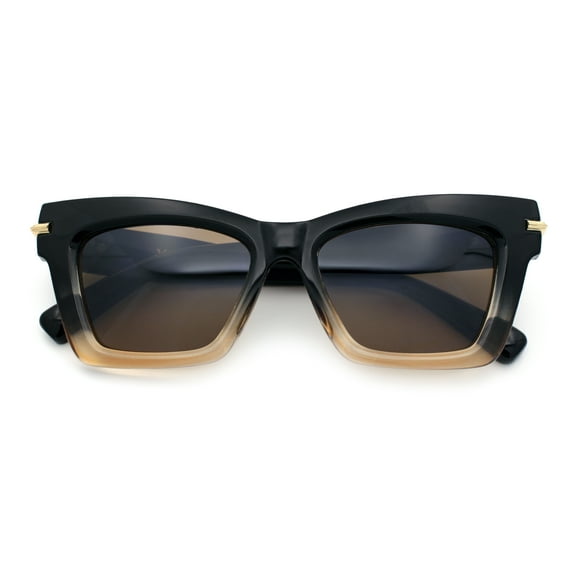 Womens Nerdy Thick Horn Rim Cat Eye Hipster Plastic Sunglasses Black Brown - Brown